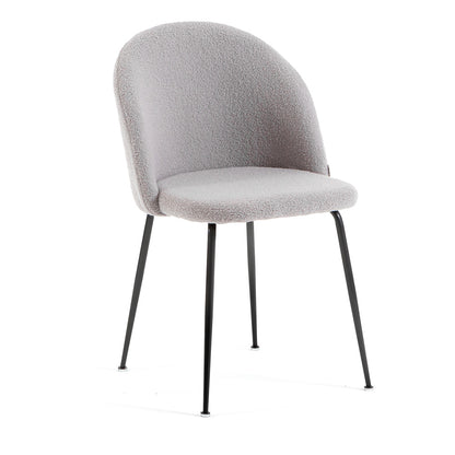 Sara – sedia in tessuto teddy con gambe in metallo, colore grigio chiaro, gambe grigio scuro