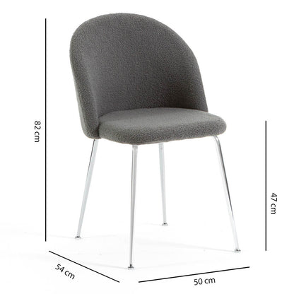 Sara – sedia in tessuto teddy con gambe in metallo