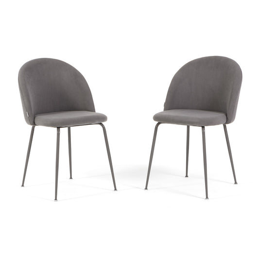 Sara – sedia in velluto a costine con gambe in metallo, colore grigio medio, gambe tortora