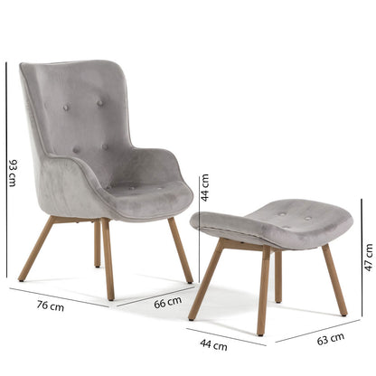 Sissi – poltrona elegante in velluto con poggiapiedi