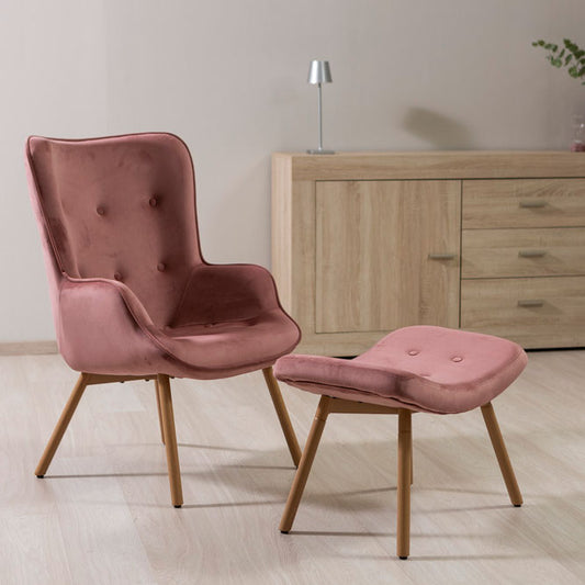 Sissi – poltrona elegante in velluto con poggiapiedi
