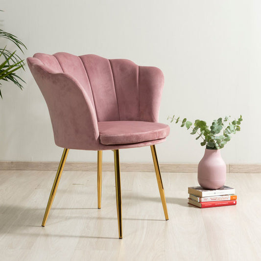 Shelly – Poltroncina design petali in velluto con gambe in metallo
