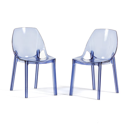 Luce – sedia trasparente impilabile in policarbonato, colore blu