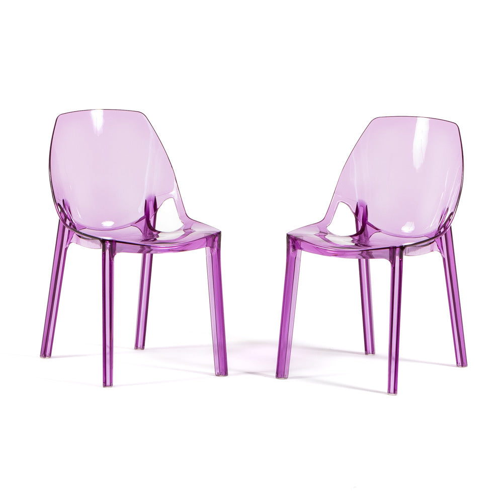 Luce – sedia trasparente impilabile in policarbonato, colore rosa fucsia
