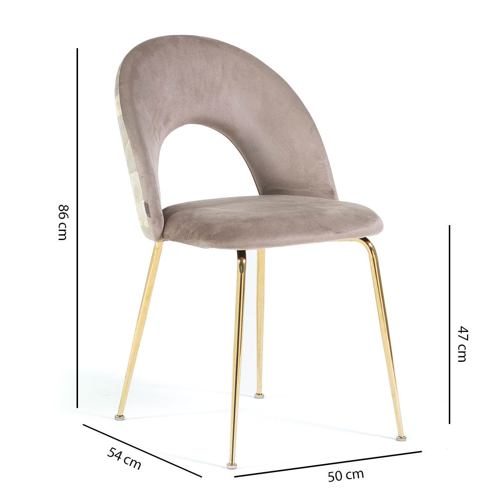 Margot – sedia in velluto con schienale decorato