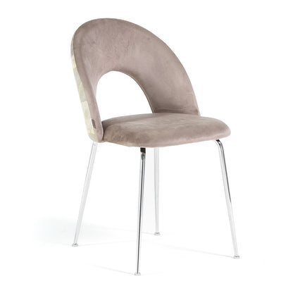 Margot – sedia in velluto con schienale decorato