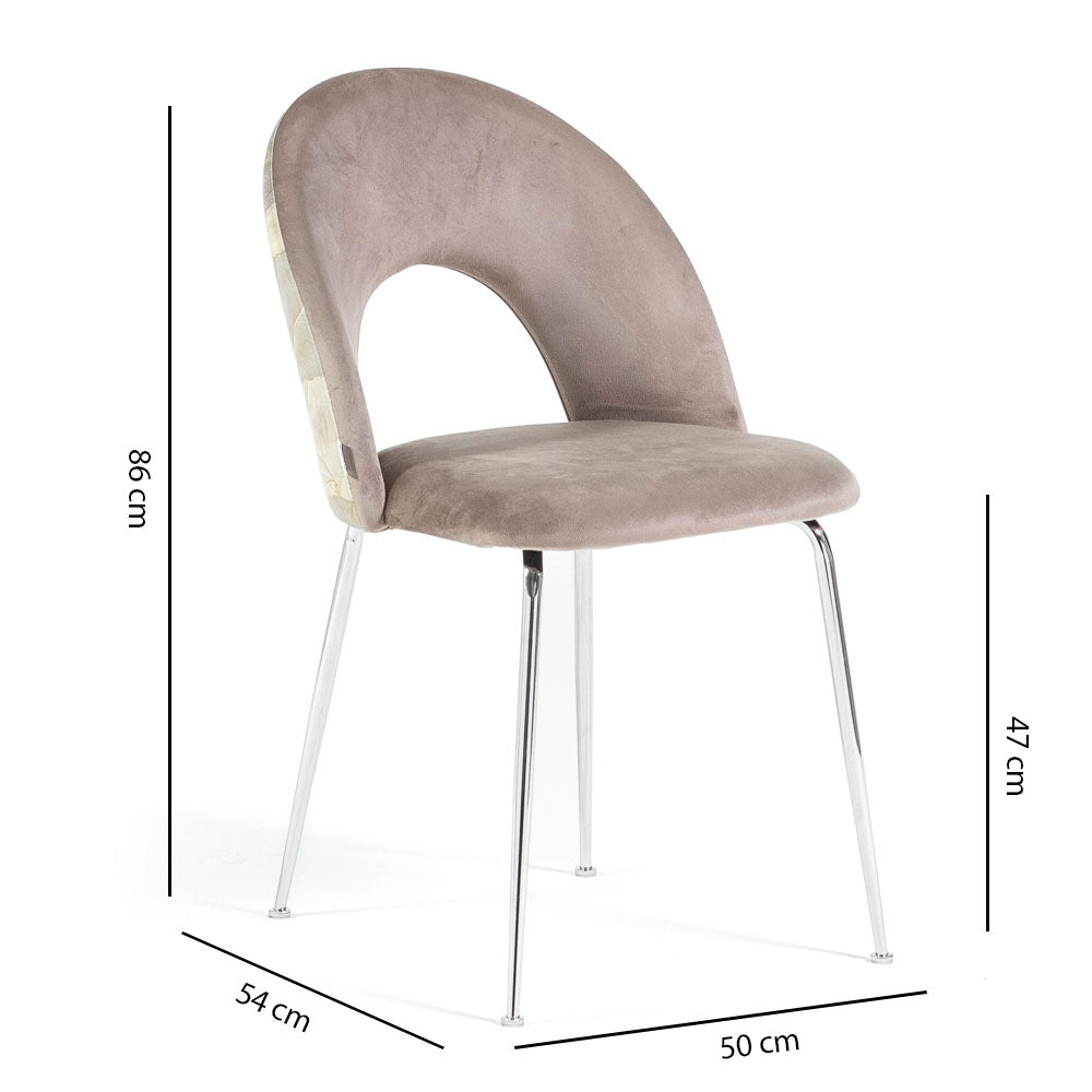 Margot – sedia in velluto con schienale decorato