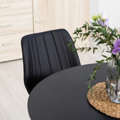 Luana – sedia in ecopelle con cuciture verticali e gambe in metallo