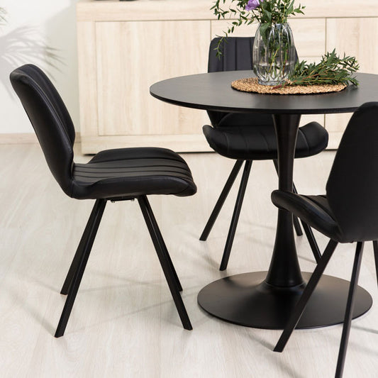 Luana – sedia in ecopelle con cuciture verticali e gambe in metallo