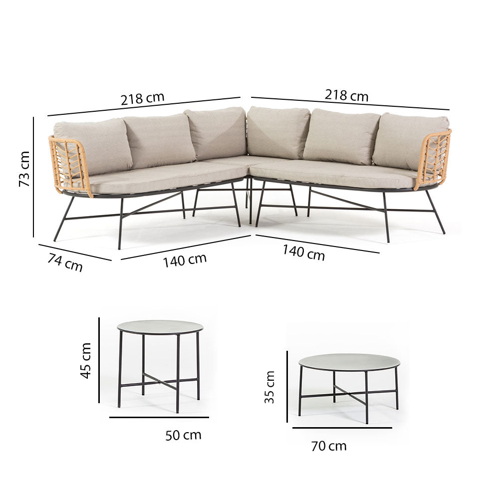 Tivoli Corner – salotto da giardino boho chic per 5 persone