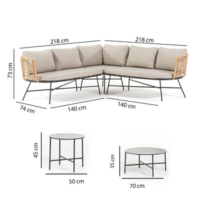 Tivoli Corner – salotto da giardino boho chic per 5 persone