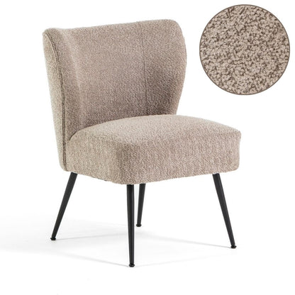 Irene – poltrona in tessuto bouclé con struttura a molle, colore corda, tipo di tessuto bouclé