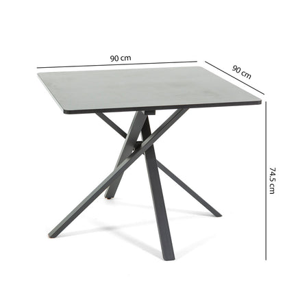Carlo – tavolo quadrato in melaminico con base in metallo