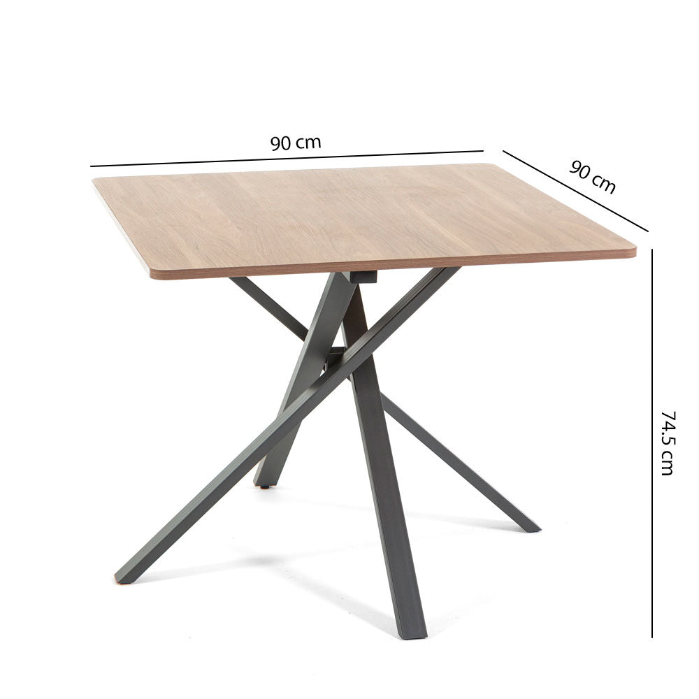 Carlo – tavolo quadrato in melaminico con base in metallo