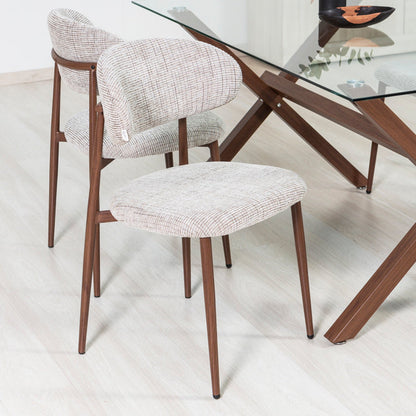 Moira – sedia in tessuto mélange con metallo effetto legno
