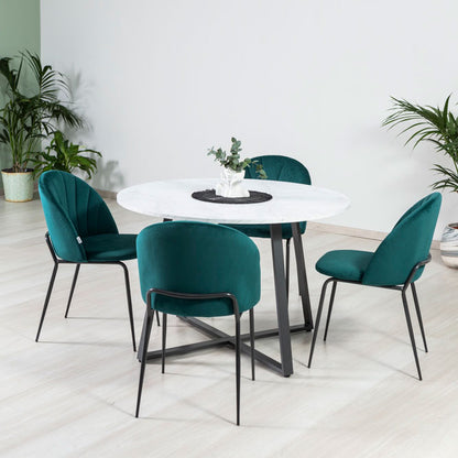 Damiano – tavolo rotondo in melaminico con base in metallo