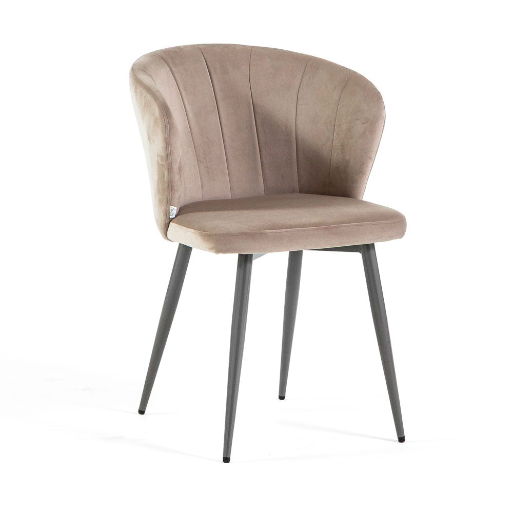 Clarissa – sedia ergonomica in velluto con gambe in metallo