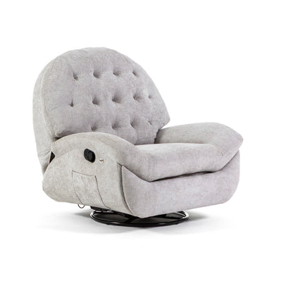 Pina – poltrona relax reclinabile girevole e a Dondolo, colore grigio perla, tipo di tessuto tramato