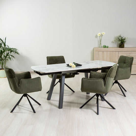 Ricky – tavolo allungabile in ceramica effetto marmo