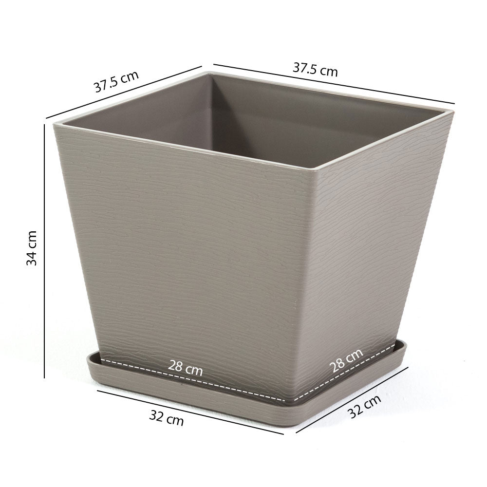 Lilium – vaso quadrato con sottovaso in polipropilene