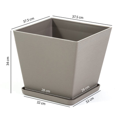 Lilium – vaso quadrato con sottovaso in polipropilene