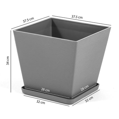 Lilium – vaso quadrato con sottovaso in polipropilene