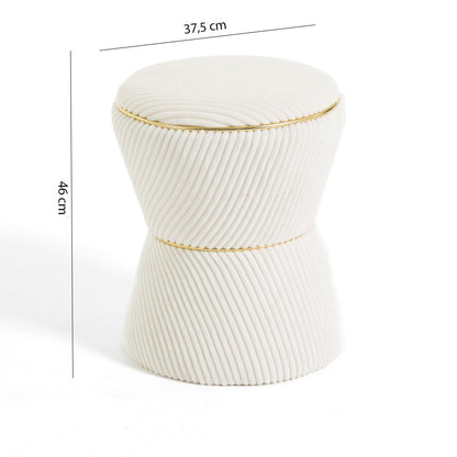 Kora – pouf in velluto a clessidra con profilo dorato