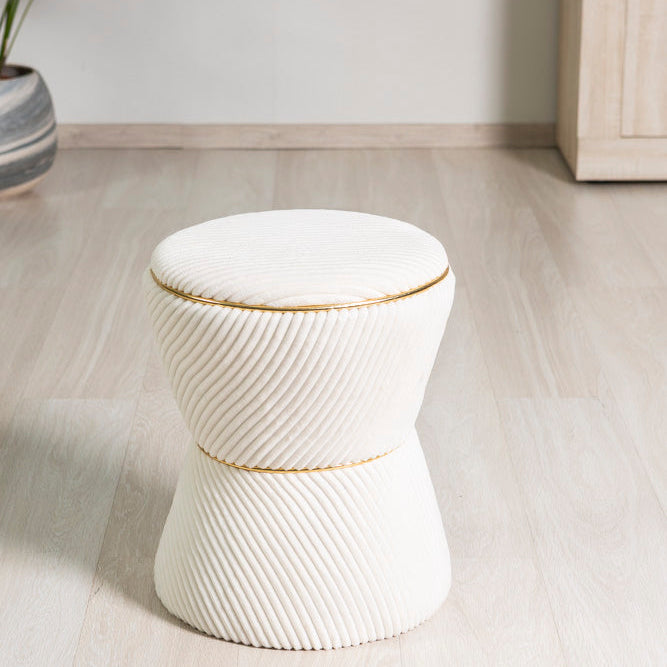 Kora – pouf in velluto a clessidra con profilo dorato