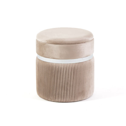 Yuma – pouf contenitore in velluto a coste con dettaglio metallico
