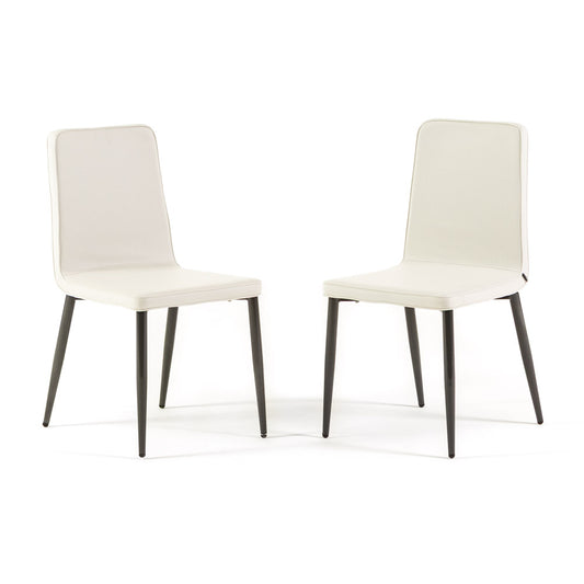 Mina – sedia imbottita in tessuto con struttura in legno, colore bianco avorio, gambe grigio scuro