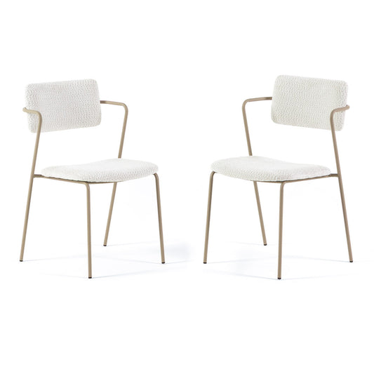 Luisa – sedia in velluto bouclé con metallo champagne
