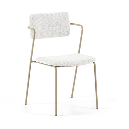 Luisa – sedia in velluto bouclé con metallo champagne