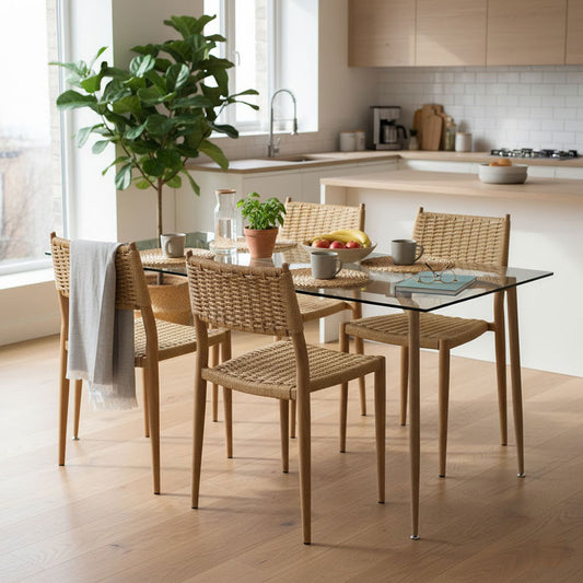 Gabriella – sedia in corda con struttura effetto legno