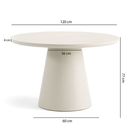 Tony – tavolo rotondo in MDF effetto cemento con base conica