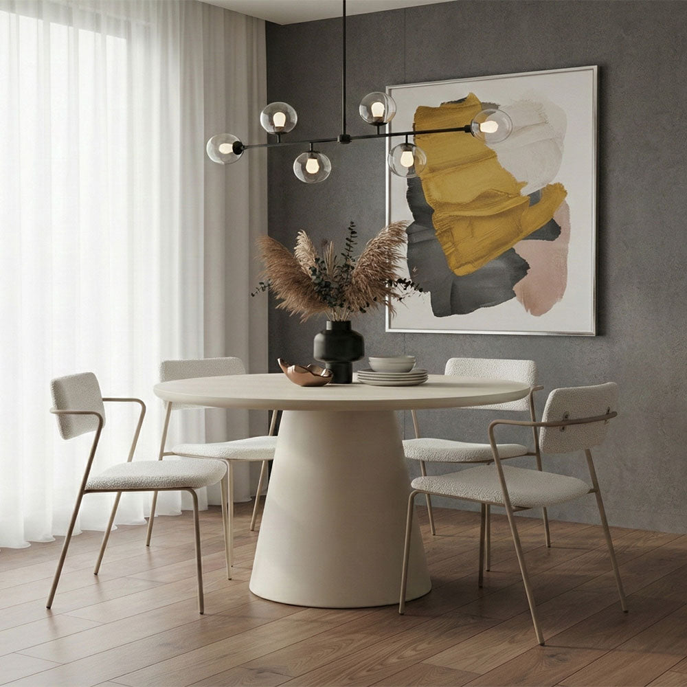 Tony – tavolo rotondo in MDF effetto cemento con base conica