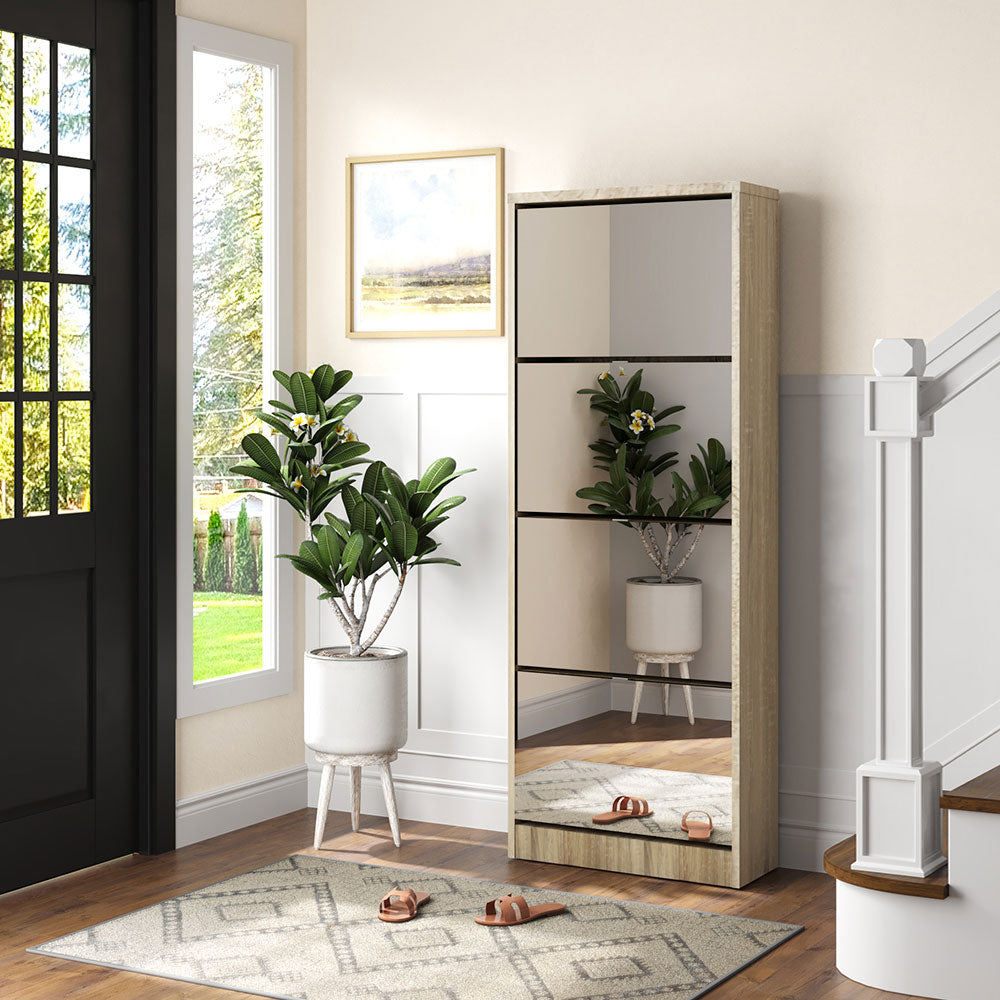 Scarpiera a specchio 4 scomparti salvaspazio dal design moderno