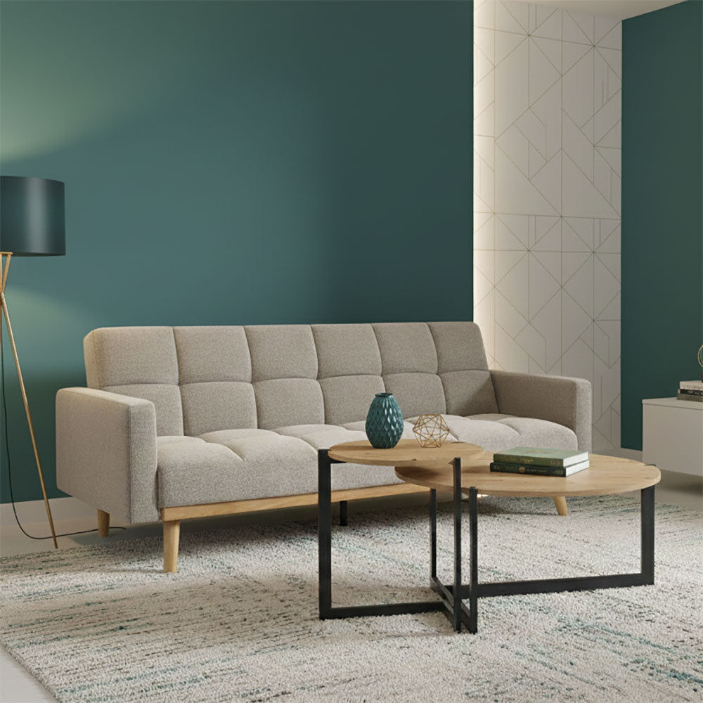 Elon – set 2 tavolini da caffè rotondi in MDF effetto legno