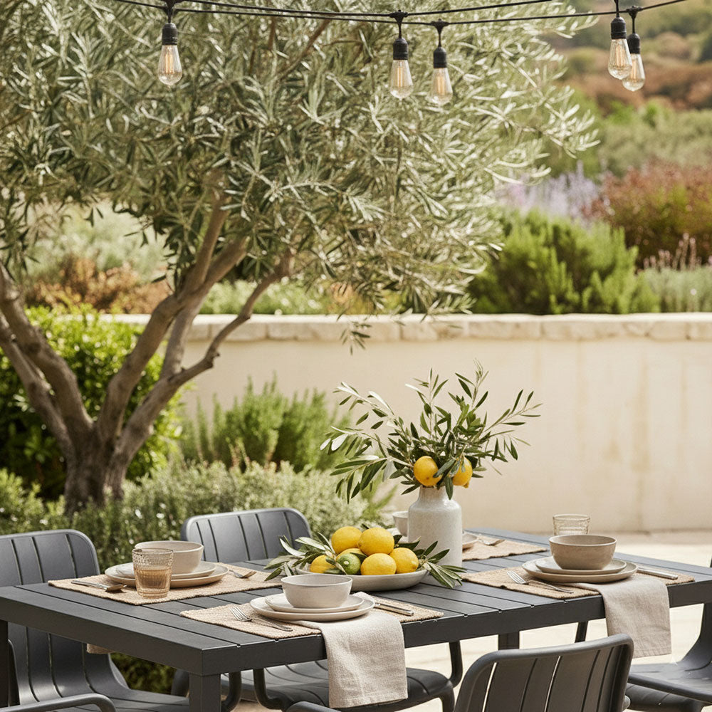 Zeno & Ginny set pranzo da giardino 6 posti con tavolo effetto legno