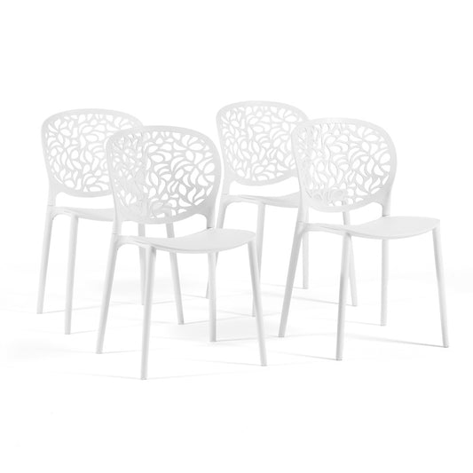 Leda – sedia in polipropilene dal design naturale, colore bianco
