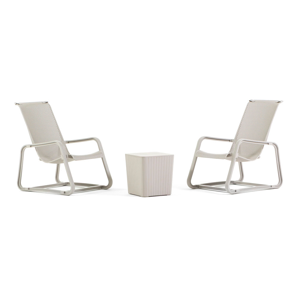Lily – set da esterno con 2 poltrone e tavolino contenitore, colore greige