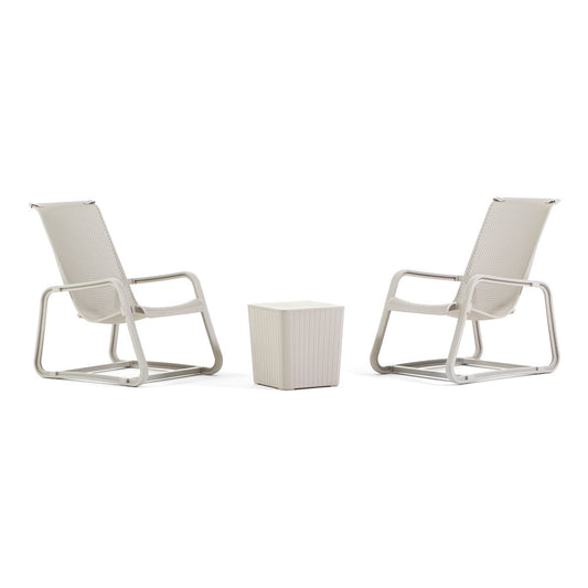 Lily – set da esterno con 2 poltrone e tavolino contenitore, colore greige