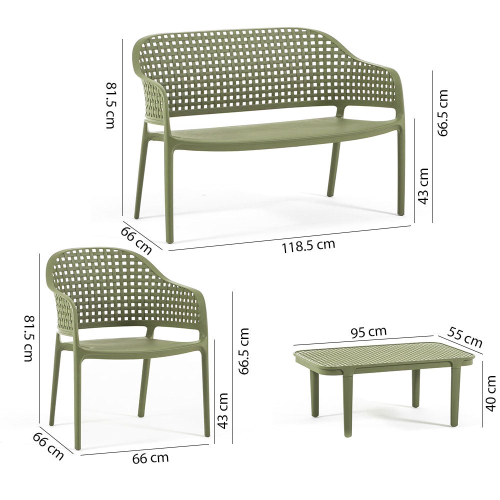 Sirmione – set da giardino in polipropilene effetto intreccio