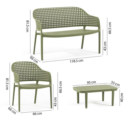 Sirmione – set da giardino in polipropilene effetto intreccio