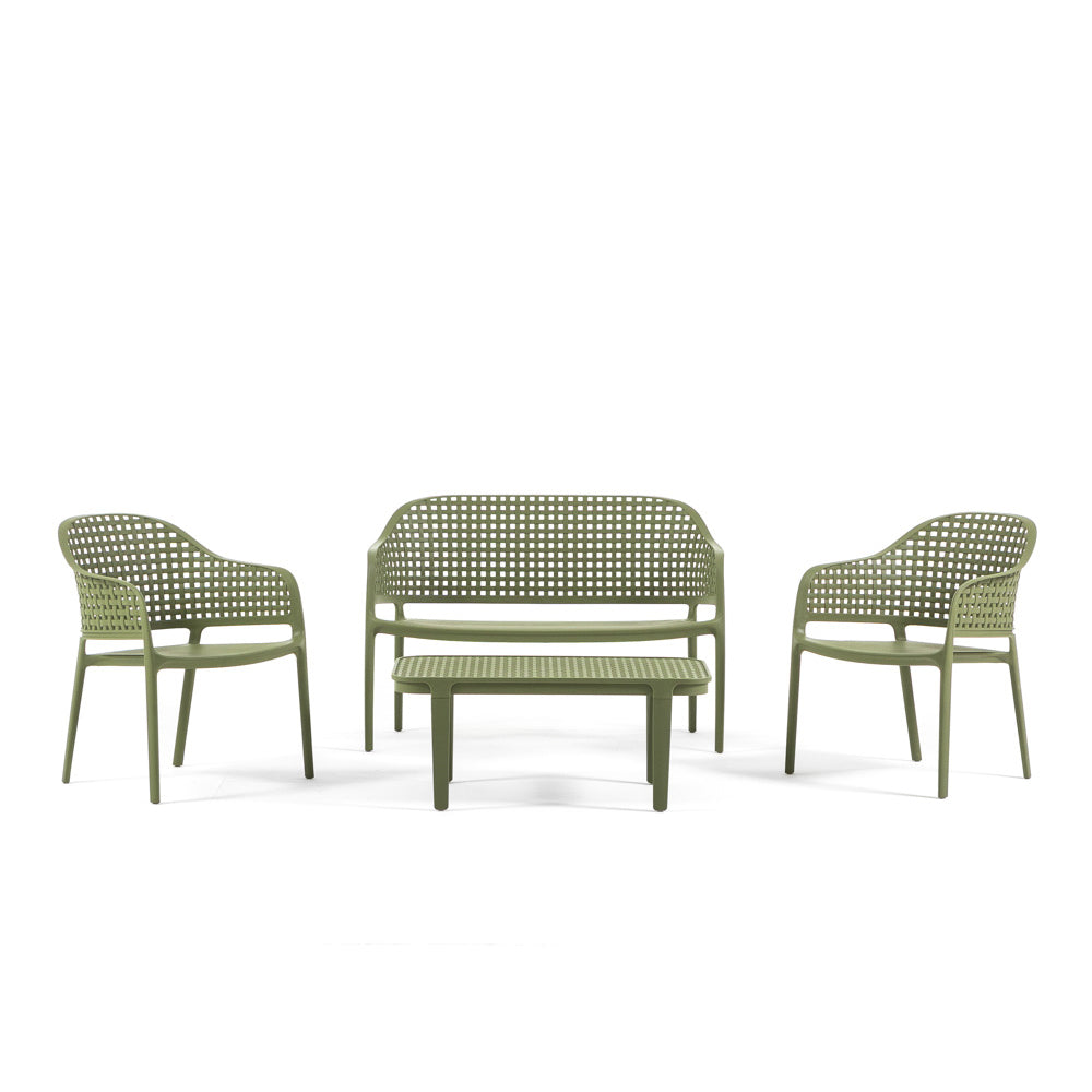 Sirmione – set da giardino in polipropilene effetto intreccio, colore verde muschio