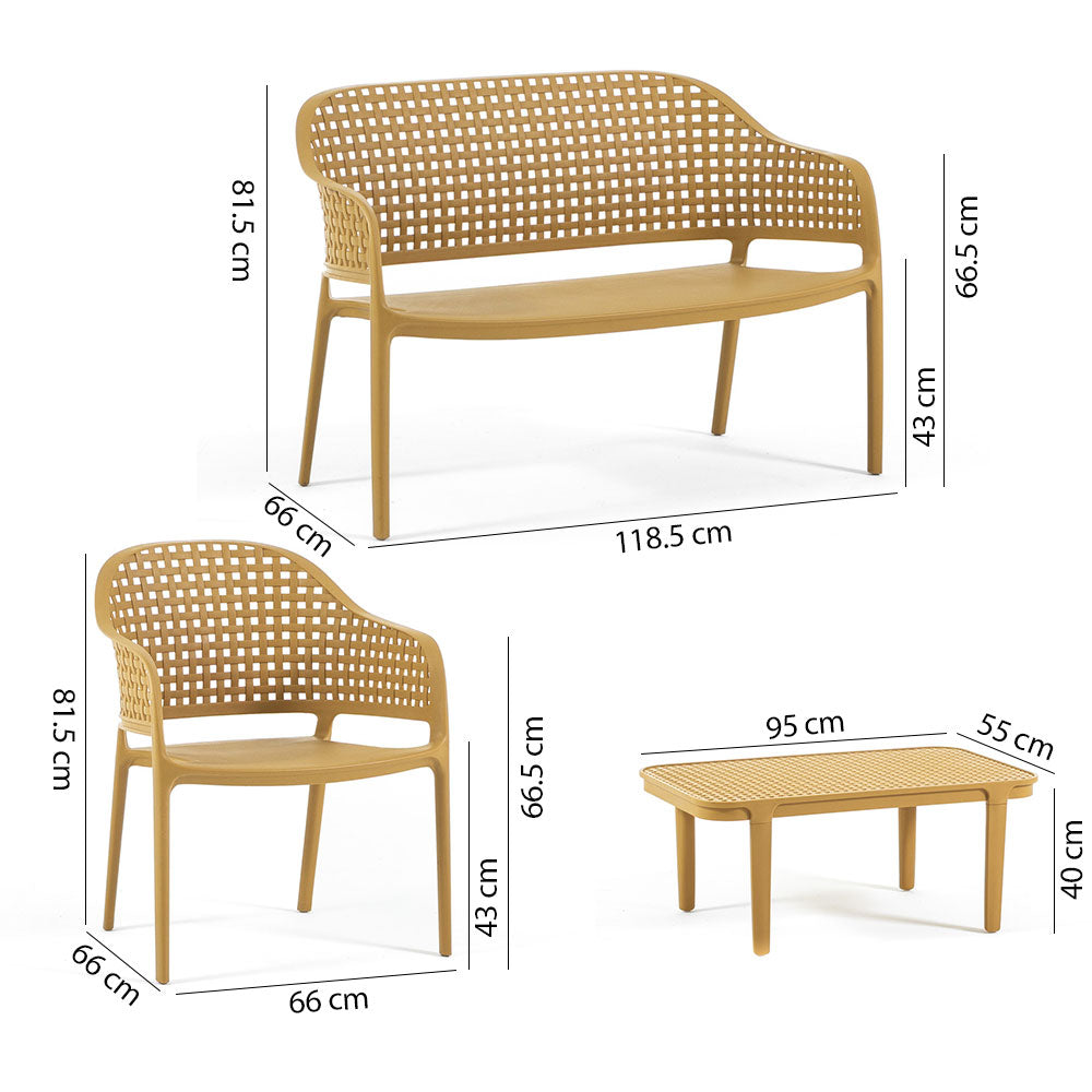 Sirmione – set da giardino in polipropilene effetto intreccio