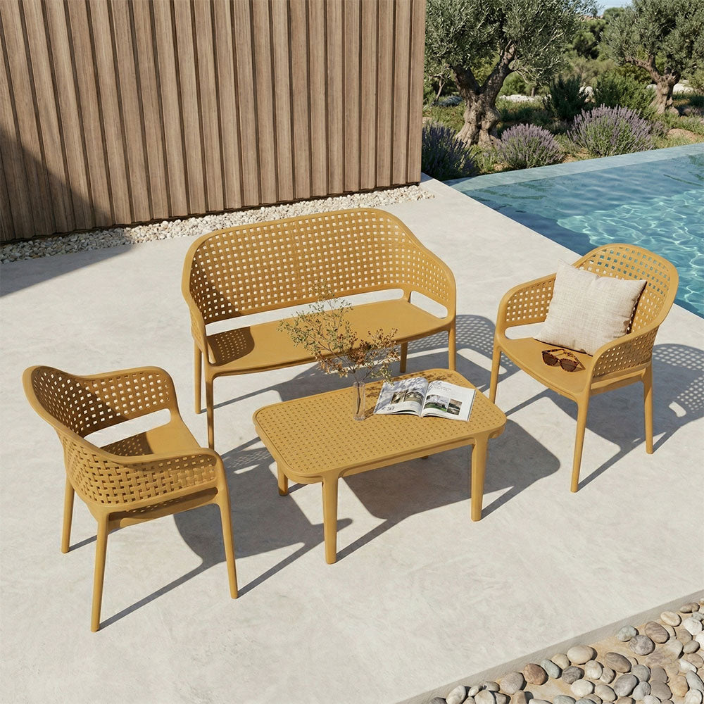 Sirmione – set da giardino in polipropilene effetto intreccio