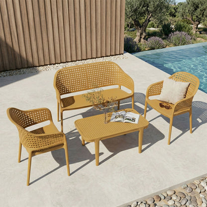 Sirmione – set da giardino in polipropilene effetto intreccio