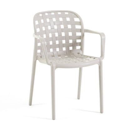 Rebecca – sedia effetto rattan in polipropilene con braccioli