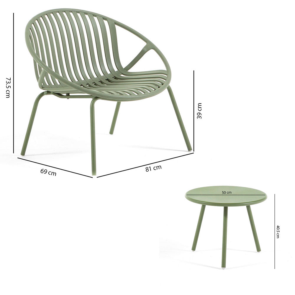 Tilde – set da giardino con 2 poltrone e tavolino Ø50 cm