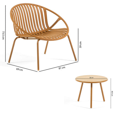 Tilde – set da giardino con 2 poltrone e tavolino Ø50 cm